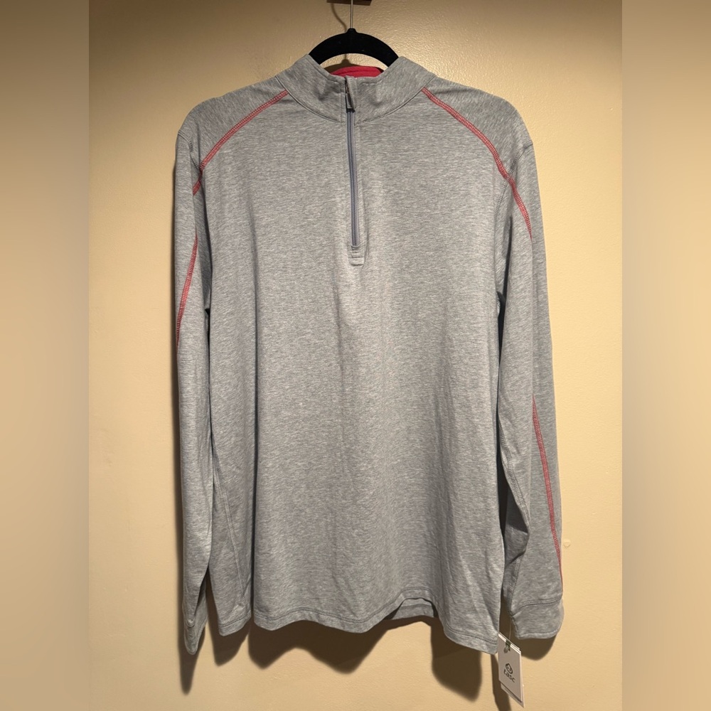 NWT Tasc Performance Pullover quarter zip Mens medium Gray Bamboo Quarter Zip